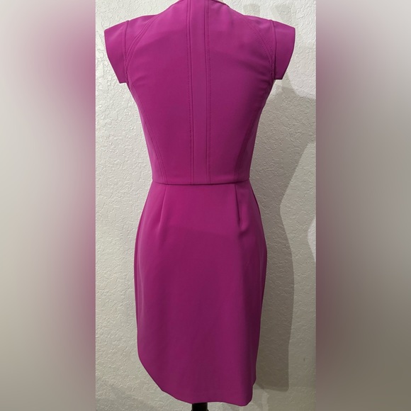 Rebecca Taylor Pink Fuchsia Cap Sleeve Front Zip Cocktail Dress Size 2 Gorgeous - Picture 12 of 13